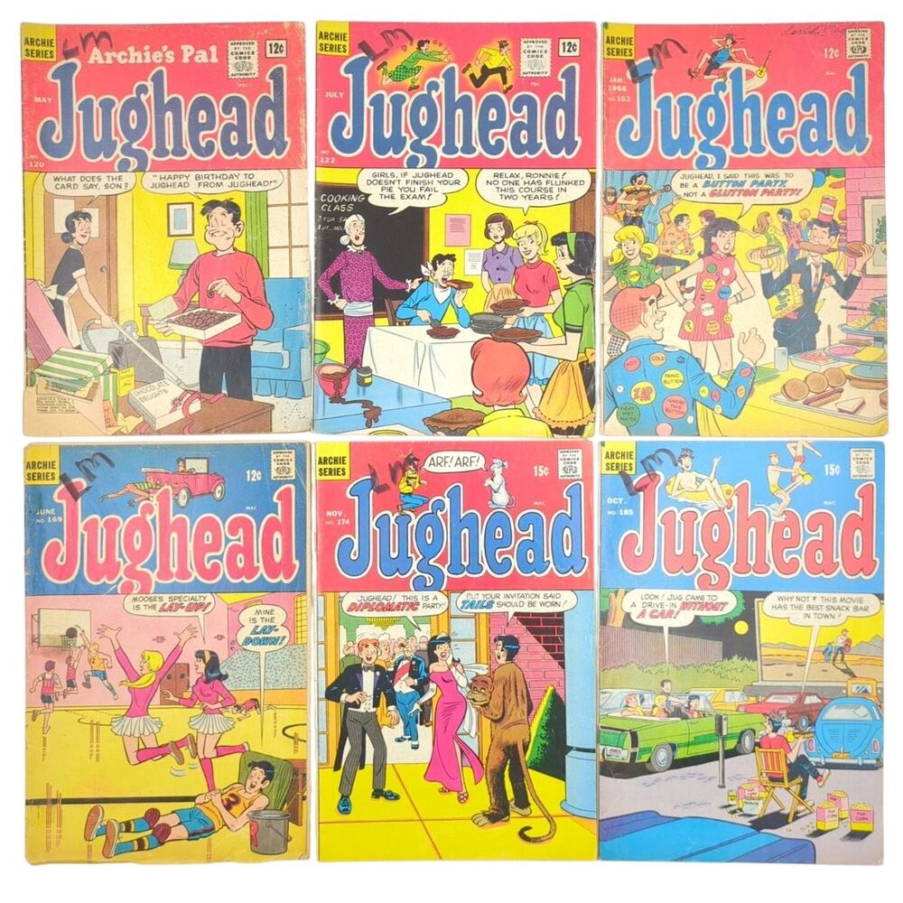 Jughead Comic Book Lot of 6 Issues 120 122 152 169 174 185 Archie VTG Bronze